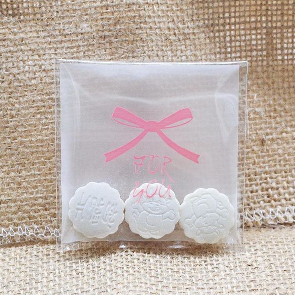 

gift wrap 50pcs cute bow plastic packing bags self-adhesive party candy cookie package bag wedding christmas biscuits cake packaging