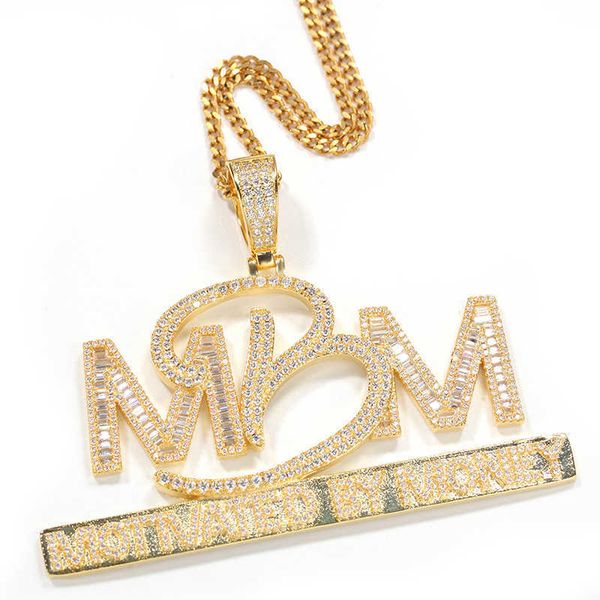 

hip hop prong setting aaa cz stone bling iced out motivated by money mbm letters pendants necklaces for men rapper jewelry x0707, Silver
