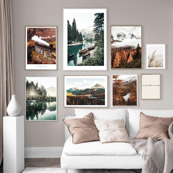

paintings nature gallery lake forest green wall art canvas painting nordic posters and prints pictures for living room home decor