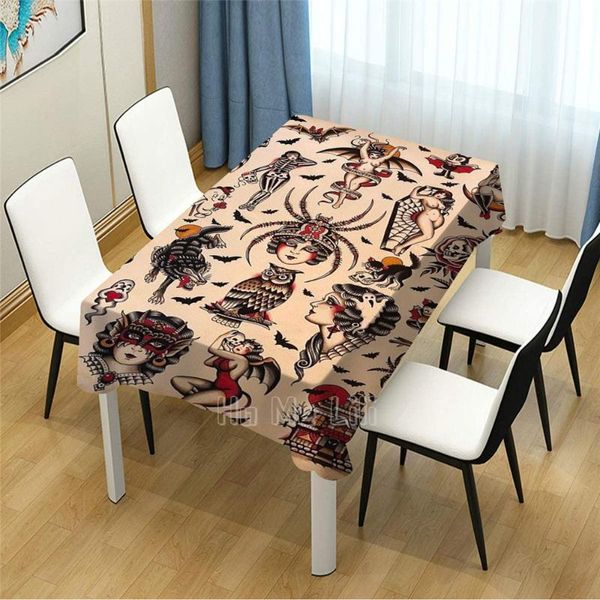 

table cloth traditional tattoo flash sheets design decoration tablecloth for kitchen dining party picnic indoor outdoor