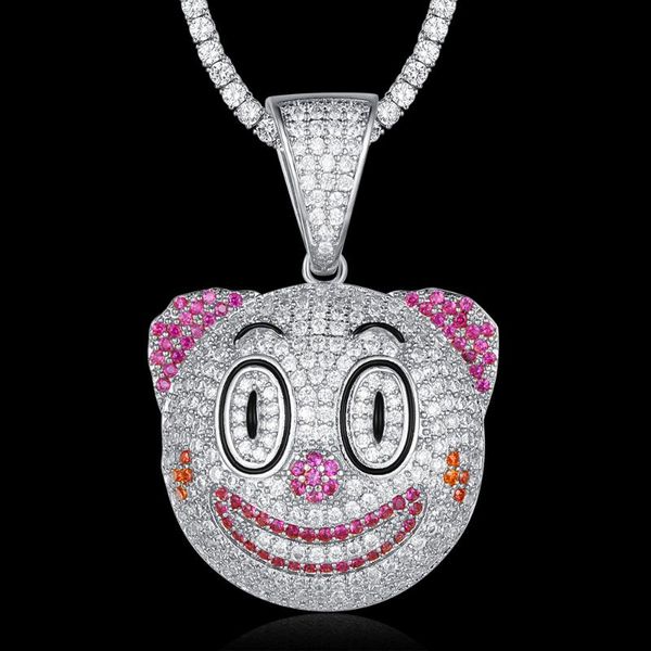 

pendant necklaces 100% micro zircon hip hop dazzling clown face necklace for men jewelry drop wholesale custom accept gift, Silver