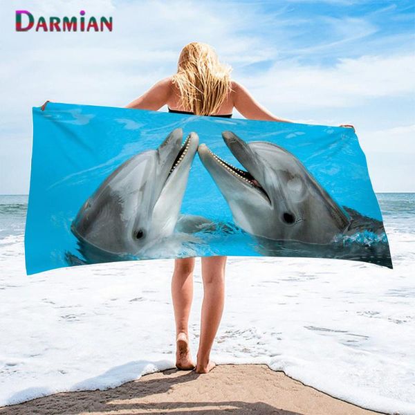 

towel darmian cute 3d dolphin print bathroom shower for kids travel beach/bath towels microfiber face blanket custom image