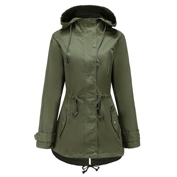 

women's trench coats calofe brand long coat for women fashion solid hooded overcoat autumn casual zipper cardigan female, Tan;black