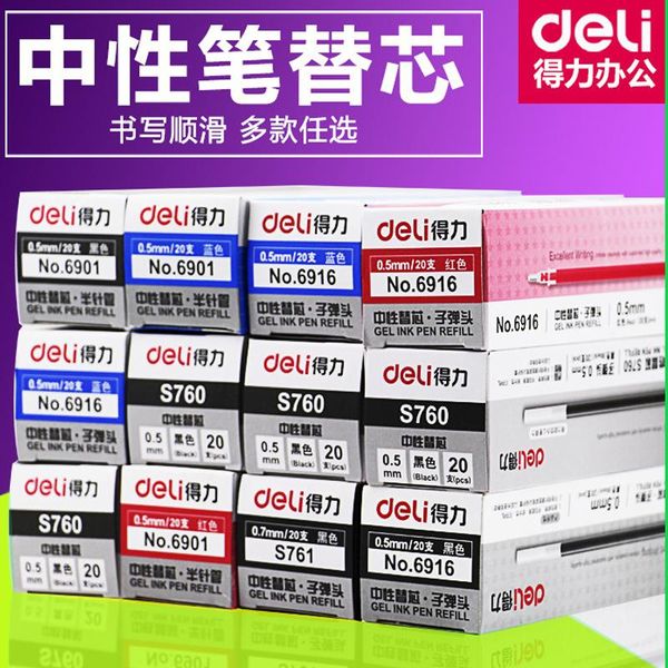 

refills 1pcs deli refill gel 0.5mm projectile universal 0.38 black signature, Black;red