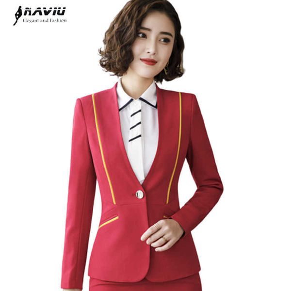 

naviu fashion women business formal blazer temperament spring slim long sleeve jacket office ladies work uniform coat 210604, White;black