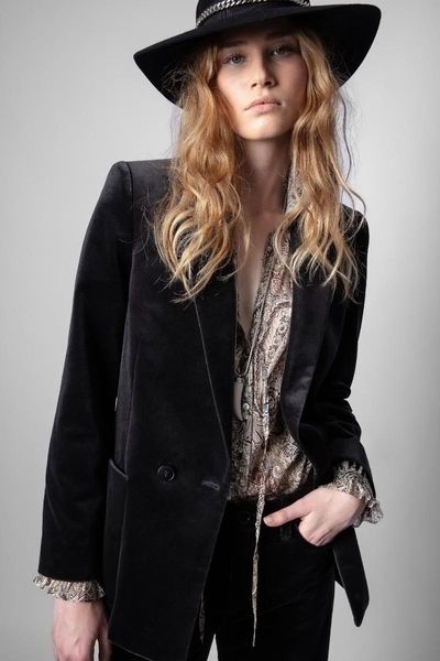 

women's suits & blazers 2021 autumn winter women visko velvet jacket in black color front pockets and tailored collar double breasted c, White;black