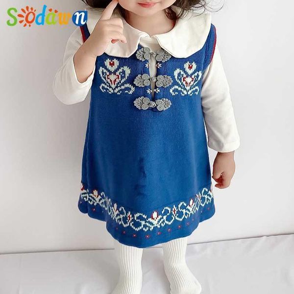 

girl's dresses sodawn baby girl clothes autumn winter sleeveless vest dress sweater toddler for girls1, Red;yellow