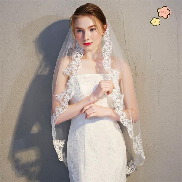 

bridal veils single layer soft yarn sweet white rice-white elegant wedding veil with comb short for bride marriage accessories, Black