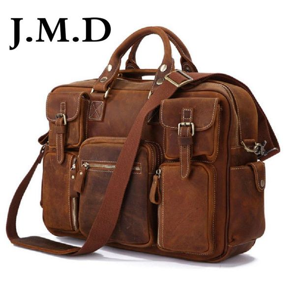 

briefcases j.m.d selling 100% genuine leather rare crazy horse men's briefcase lapbag tote shoulder messenger