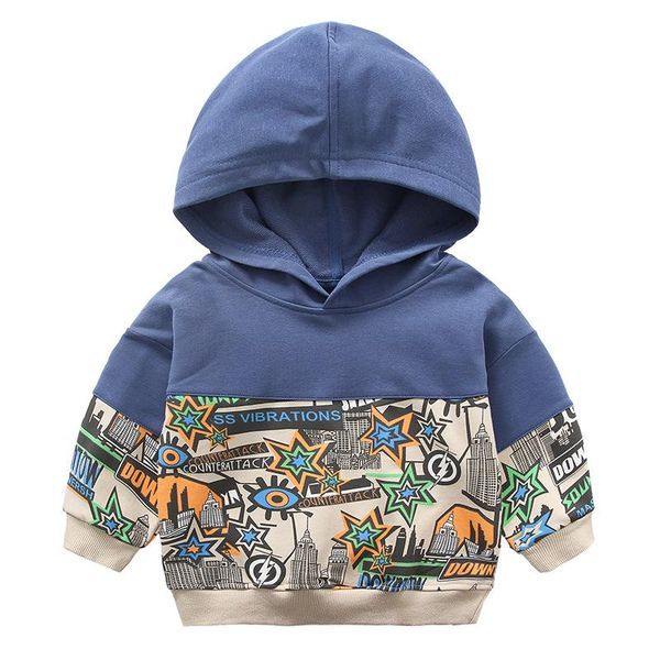 

children's hooded sweatshirt 2021 spring clothes boys' round neck cartoon trendy baby boys' pullover hoodie spring and, Blue;gray