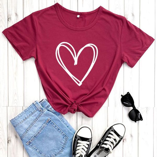 

women's t-shirt valentines day heart shirt arrival casual 100%cotton funny t shirts for mom, White