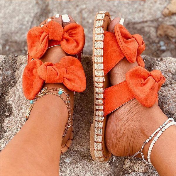 

slippers summer espadrille women bowknot sandals open toe ladies flat shoes outdoor female flip flops big size platform slides, Black
