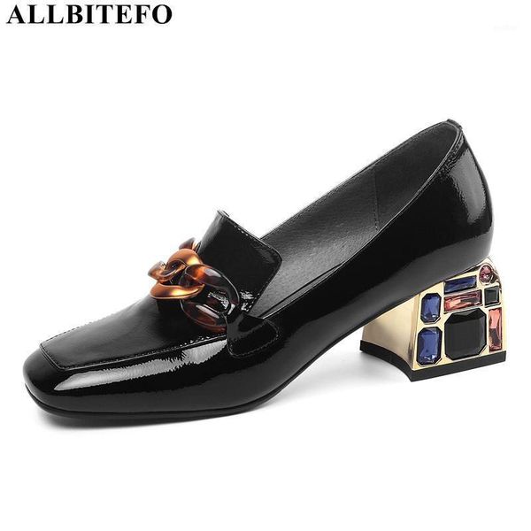 

color diamond heel genuine leather square toe brand high heels office ladies shoes women dress1, Black