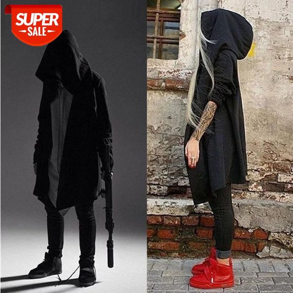 

mid-length hooded sweater cardigan assassin's creed coat men's dark cloak quantum battle clothes trench #fz1g, Black