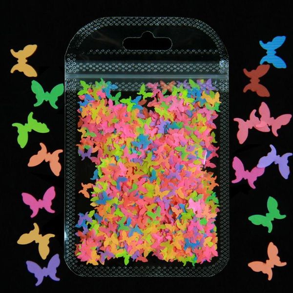 

nail glitter 2g fluorescence cute butterfly shape flakes 3d colourful sequins gel polish manicure diy for art decorations, Silver;gold