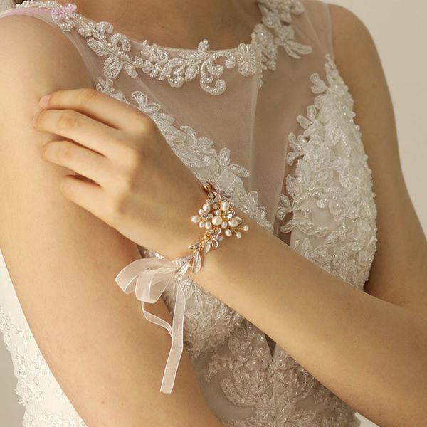 

freshwater women bracelet handmade gold bridal arm bangle pearls wedding party accessories bridesmaid jewelry, Golden;silver