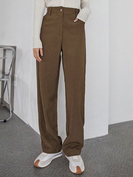 

dazy high waist straight leg pants r04x#, Black;white