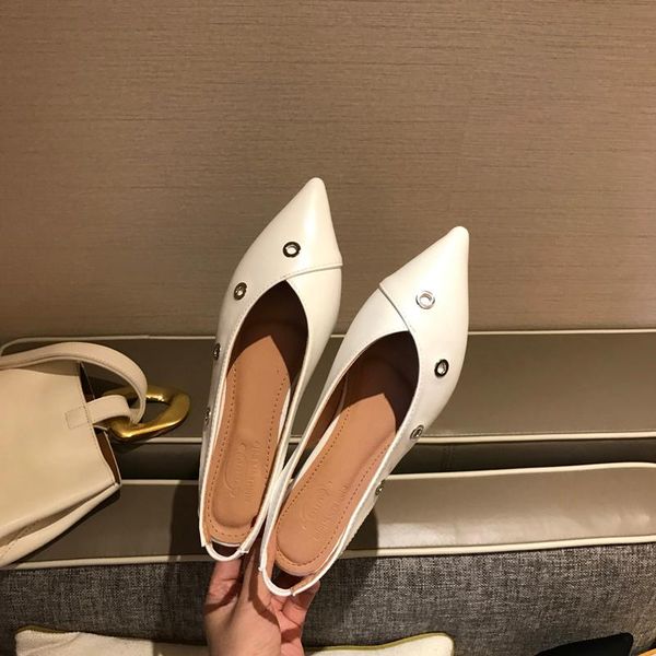 

spring and summer 2021 new pointed back flat sandals baotou single shoes soft sole flat heel women's shoes, Black