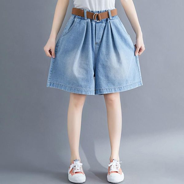 

women's shorts streetwear woman denim harajuku loose oversized wide leg women clothing elastic high waist boyfriend jeans booty, White;black