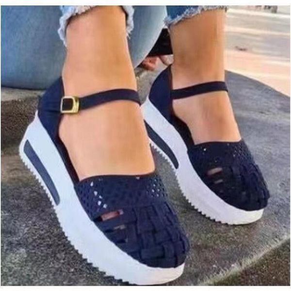 

sandals 2021 women hollow out summer flat heels female casual sewing shoes platform, Black