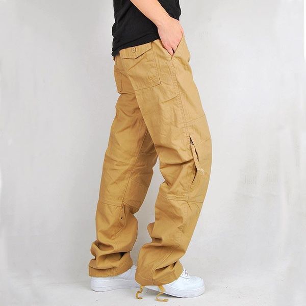 

men's cargo pant multi-pockets casual millitary army green camouflage men trouser 100% cotton pants, Black
