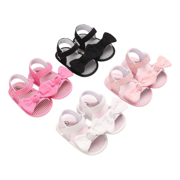 

sandals breathable summer baby girls sandals, toddlers sweet style bow decoration soft sole shoes infant non-slip prewalker, Black;red