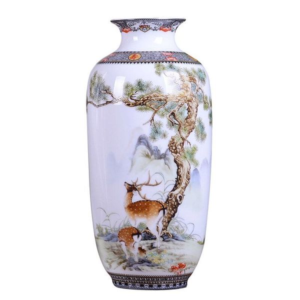 Jingdezhen Керамическая ваза Vaise Vintage Китайский стиль ваза животных мелкие гладкие поверхности дома украшения украшения статей A610 210310