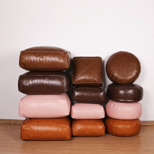 

cushion/decorative pillow pu leather handmade morocco pouf home decoration artificial seat without core. removable cushion case gift