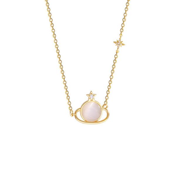 

pendant necklaces female gold color opal planet necklace jewelry gift xl517, Silver