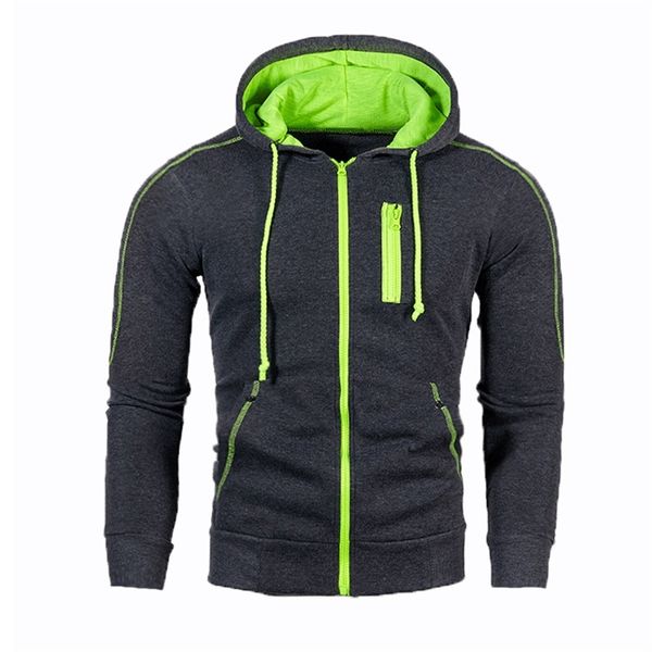 Kış Uzun Kollu erkek Hoodies Spor Ceket Rahat Hırka Kapşonlu Sonbahar Polar Hoody Tişörtü Fermuar Jogging Suit 3XL 210813