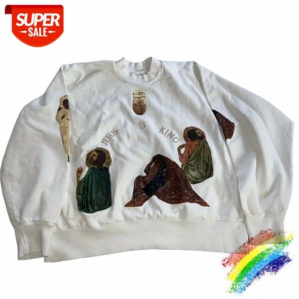 

kanye west one piece no stitching jesus is king sweatshirts crewneck men women 1:1 jesus is king hoodie #cn55, Black