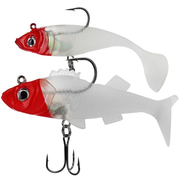 

luya fake pack lead fish red head white body 3d eye bait fishing gear supplies