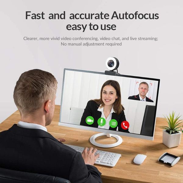 

webcams 2k/1080p hd webcam built in adjustable ring light and mic web camera