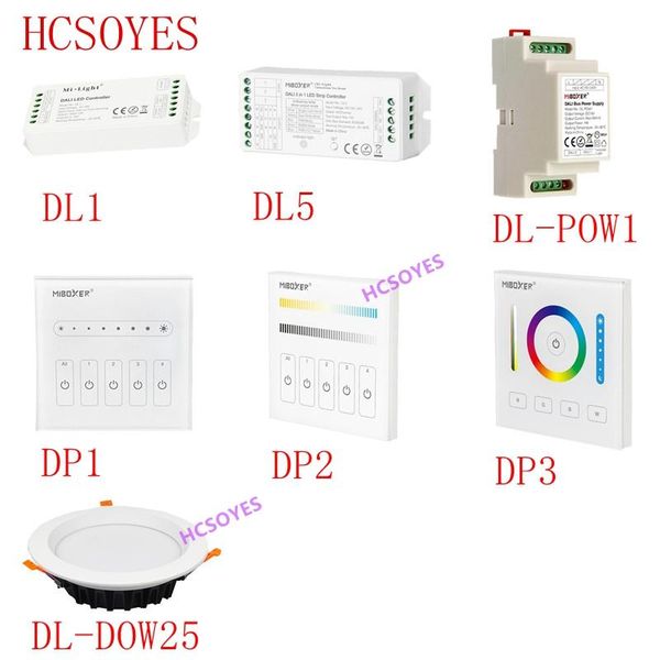 

miboxer dl5 5 in 1 led strip controller dali dl-dow25 25w rgb+cct led downlight dl1 dp1 dp2 dp3 remote controller power supplly