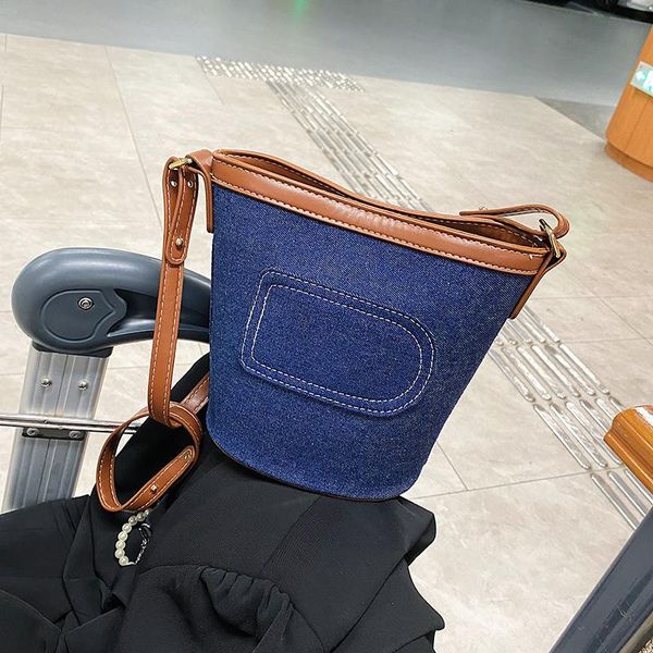

evening bags vintage tote bucket bag 2021 fashion solid color denim shouldedr women's designer handbag messenger