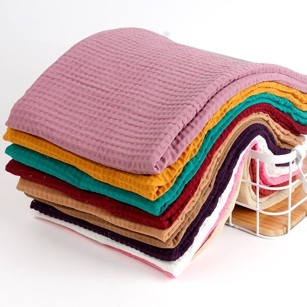 

scarves ethnic style pearl chiffon plaid crumpled sprinkling gold headscarf islamic hijab gauze women's bronzing scarf shawl, Blue;gray