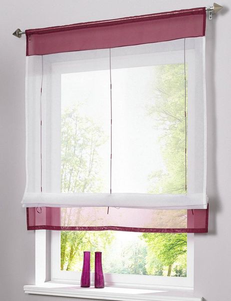 

curtain & drapes fashion patchwork stitching colors voile roman blinds livingroom kitchen liftable window