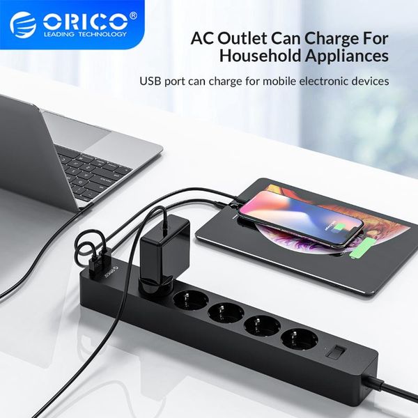 

hubs orico 3/5 ac+2 usb power strip electronic socket surge protector eu plug extension smart home office wall mounted charger