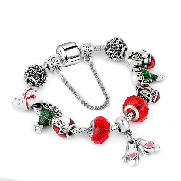 

wholesale silver bracelet christmas father tree charm bead fit european pandora bracelets for women glove enamel dangle charm beads snake ch, Black