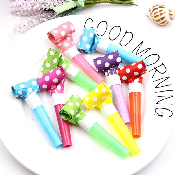 6 pezzi/pacco fischietti con punti colorati in seta per pioggia per bambini decorazione festa di compleanno forniture giocattoli per bambini regalo