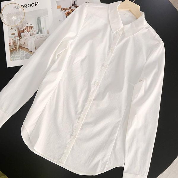 

womens white blouse 2021 new long sleeve turn-down collar lady office wear shirt and top