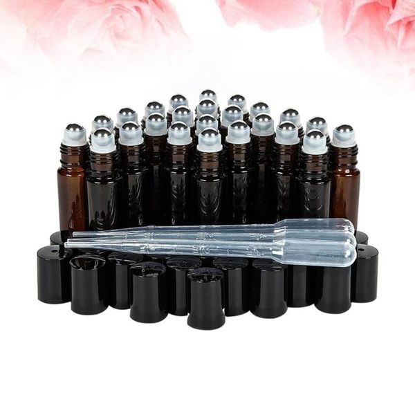 

storage bottles & jars 1 set of 24pcs 10ml glass roll-on stainless steel roller balls empty essential oil perfume refillable