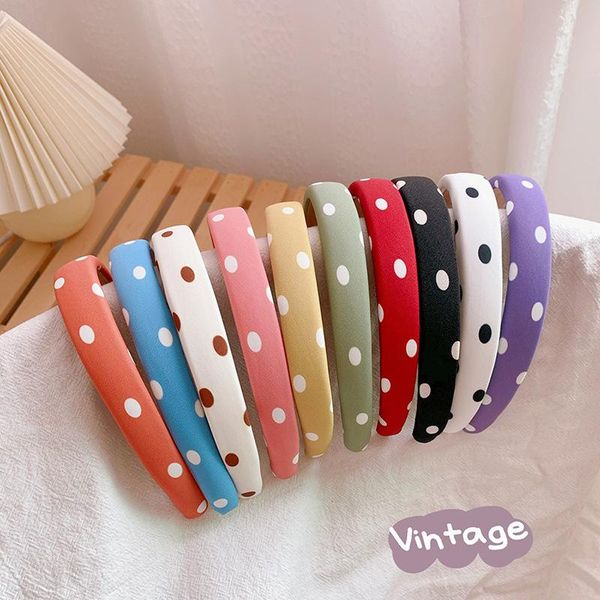 

hair accessories vintage polka dot sponge hairband headband children girls head hoop bands ornaments headdress scrunchie, Slivery;white
