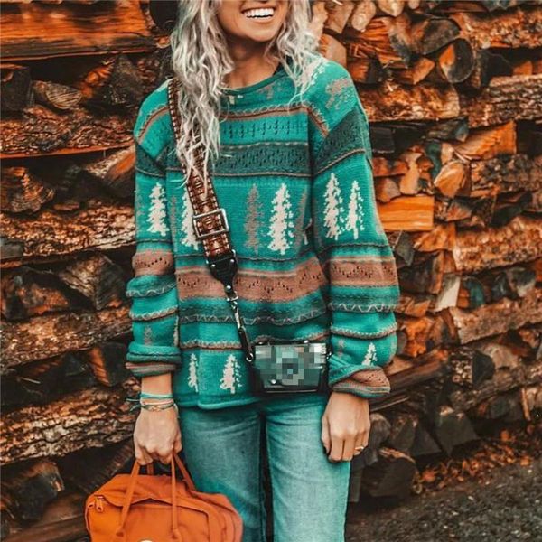 

women's sweaters autumn winter casual o-neck knitted christmas tree print sweater loose long sleeve pullover, White;black
