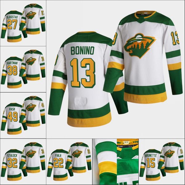 

minnesota wild 2021 reverse retro hockey jersey zach parise nick bonino ryan suter mats zuccarello cam talbot fiala brad hunt johansson, Black