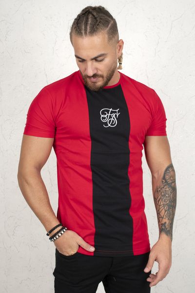 

Red Double Color Lettering Embroidered T-shirt 200 Fcpd, White;black