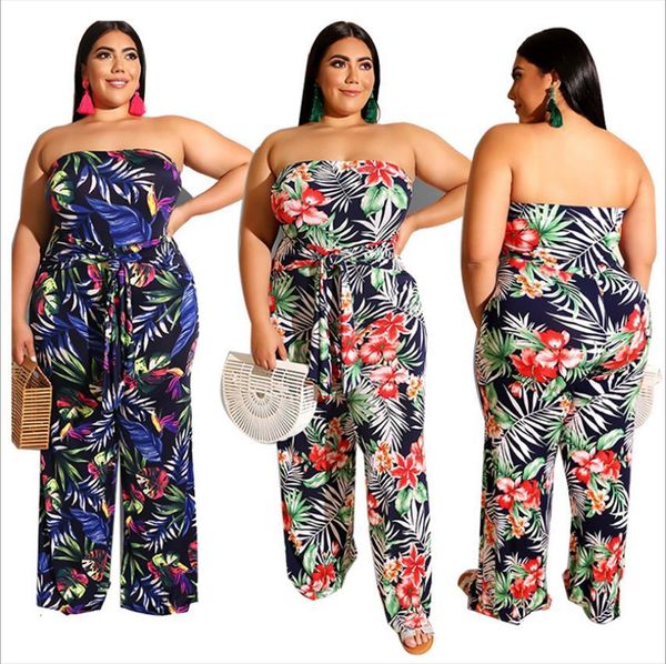 

bohemian plus size colorful printing womens romper sleeveless ladys autumn strapless backless lace up straight rompers, Black;white