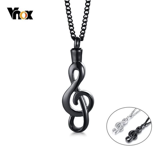 

pendant necklaces vnox openable music note urn for women men keepsake accessory with 24" stainless steel chain, Silver