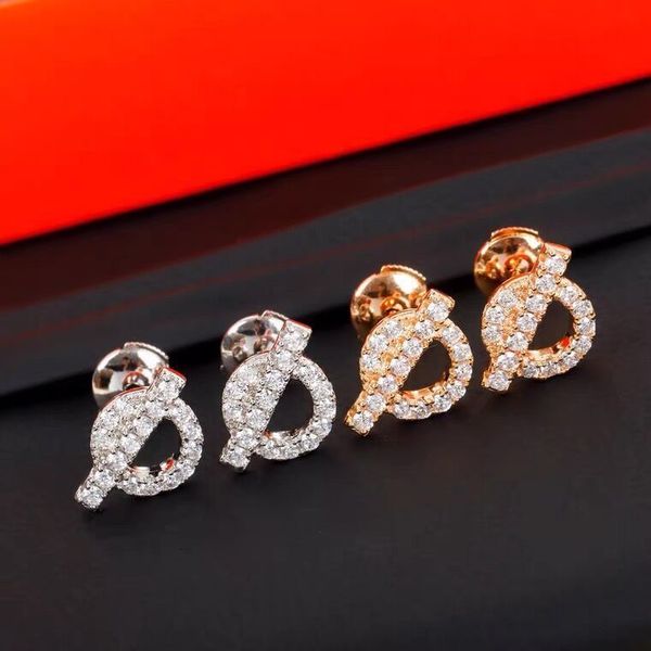 

charms earrings h pig nose 925 sterling silver plated 18k gold q diamond full, Golden