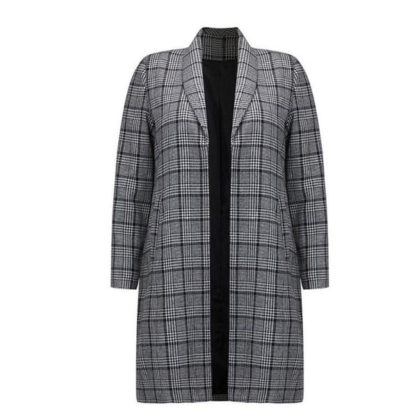 

women's vests women blazer coat long sleeve pockets square collcasual grid pattern fall 2021 trend bomber jacket winter #7, Black;white